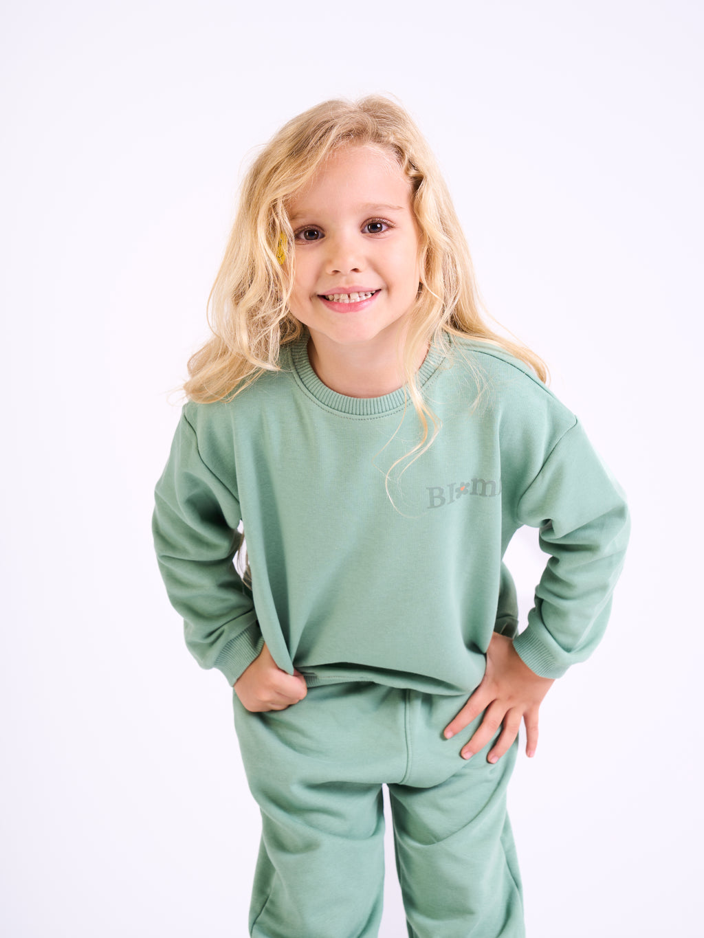 Unisex-  Cotton Sweat Set-Printed logo- Mint