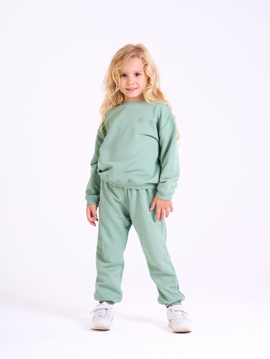 Unisex-  Cotton Sweat Set-Printed logo- Mint