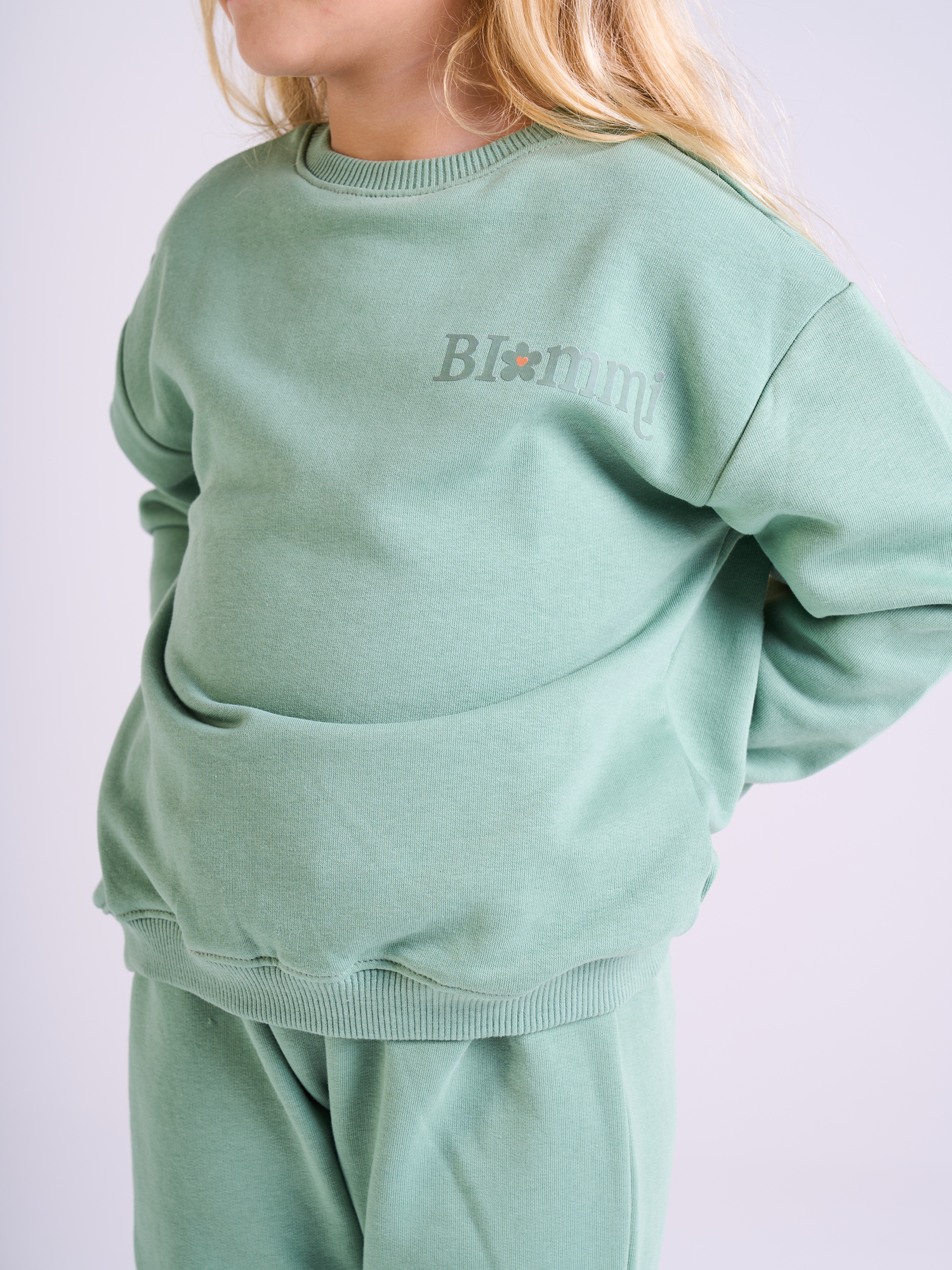 Unisex-Cotton Sweatshirt - Printed logo-Mint