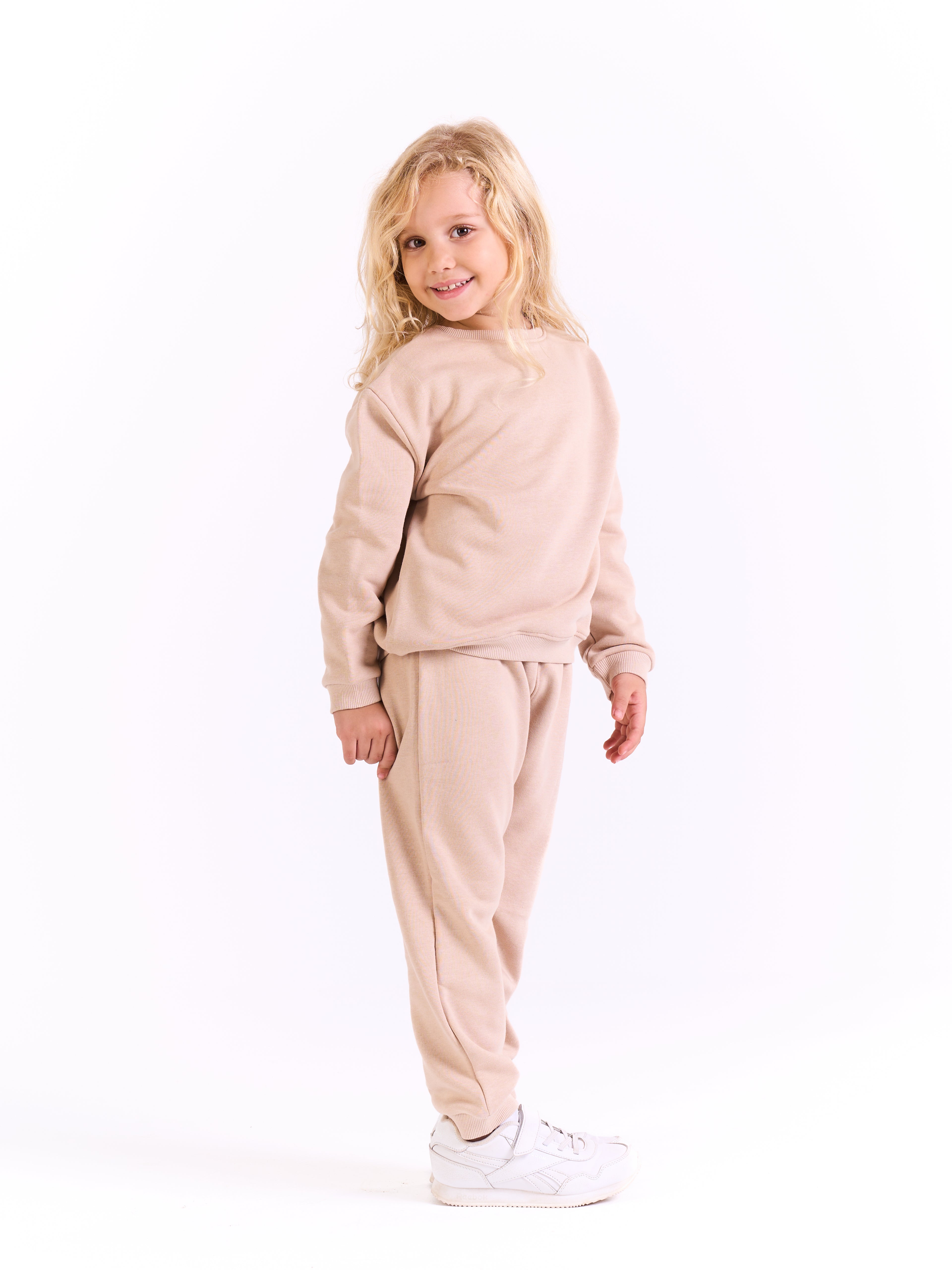 Unisex-Cotton Sweat Set -plain - Beige