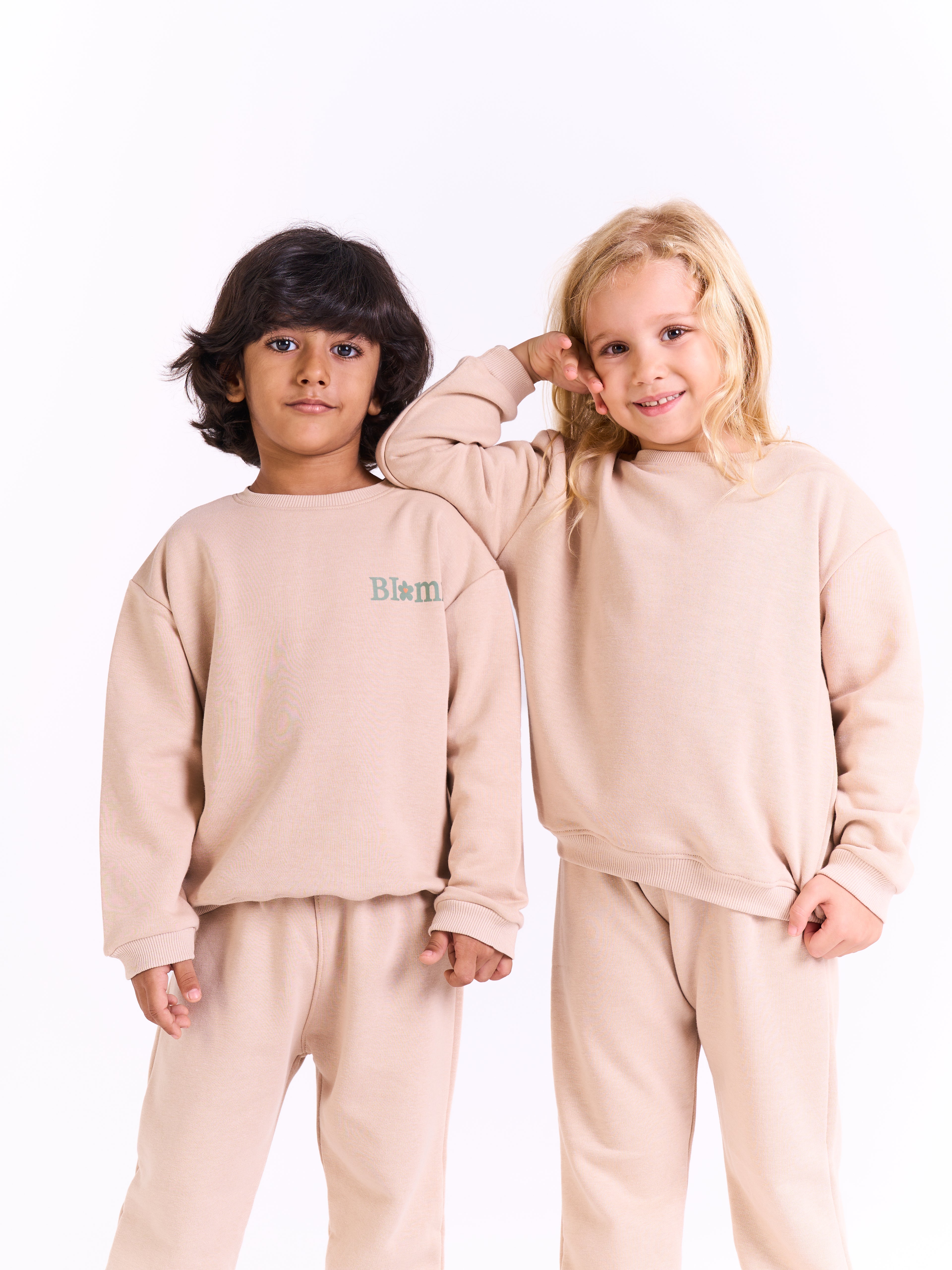 Unisex Cotton Sweatpants-Beige 