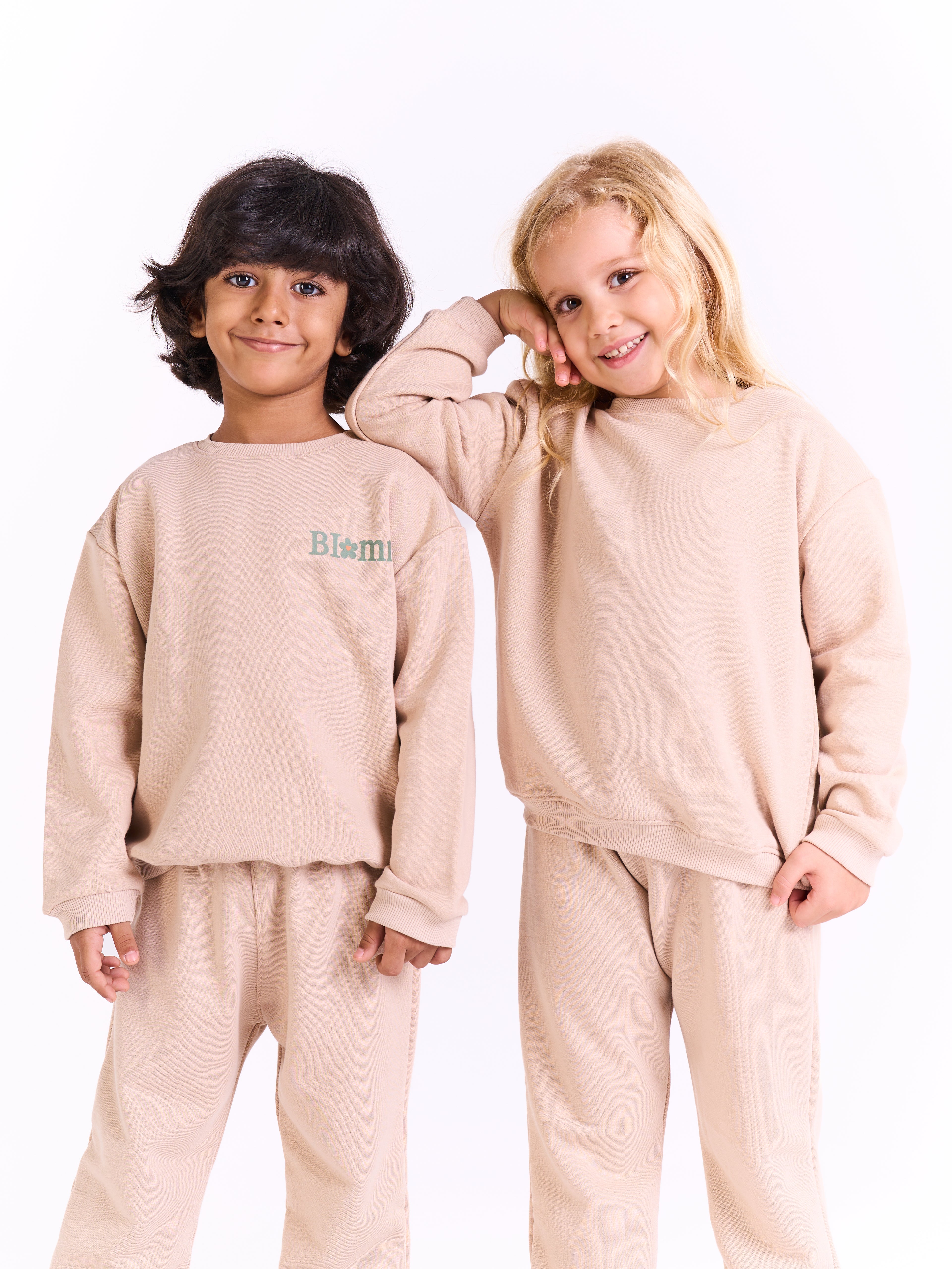 Unisex Cotton Sweatpants-Beige 