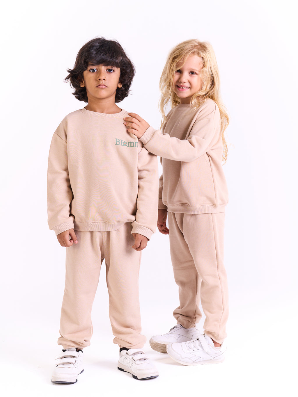 Unisex Cotton Sweatpants-Beige 