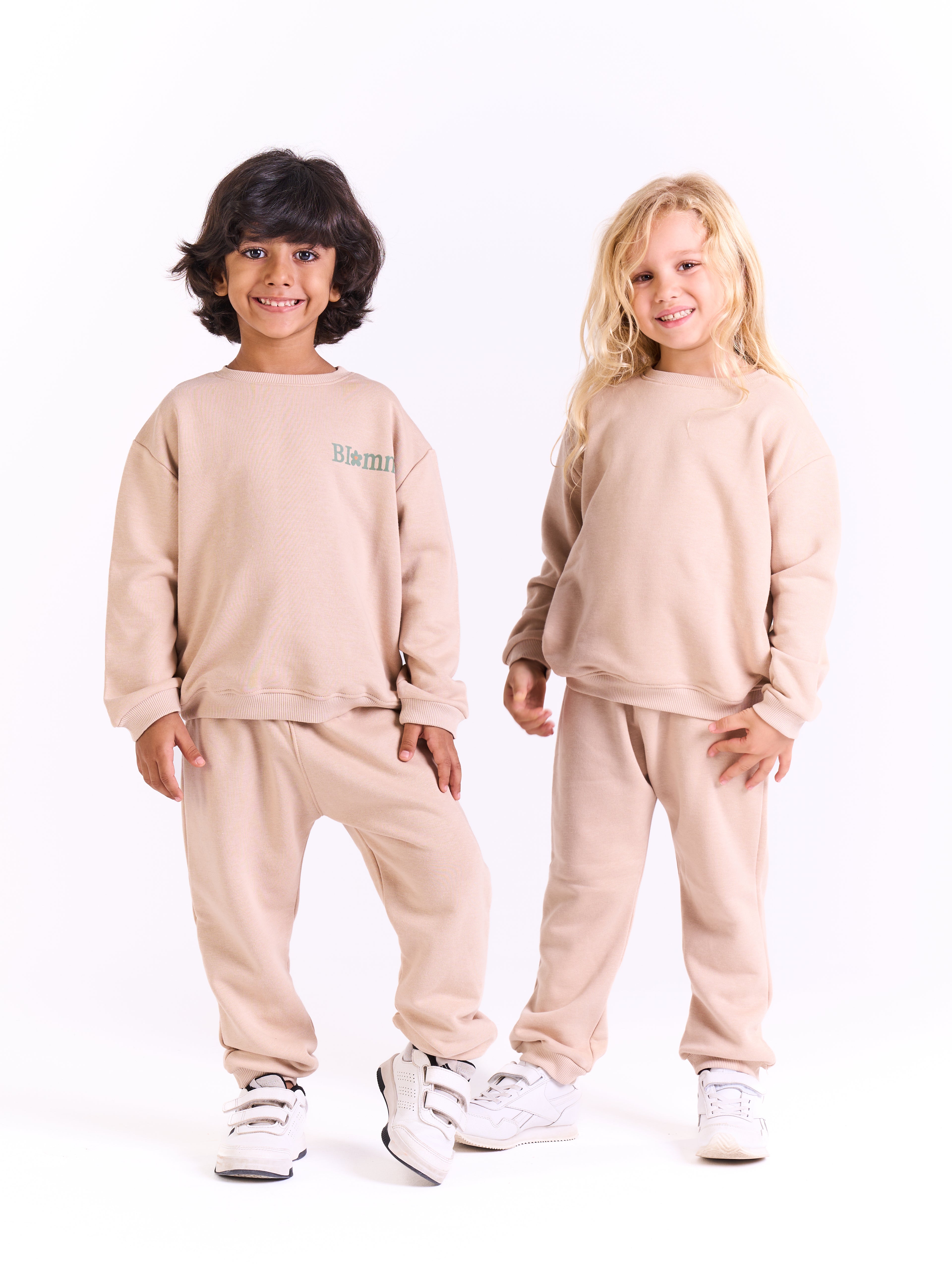 Unisex Cotton Sweatpants-Beige 