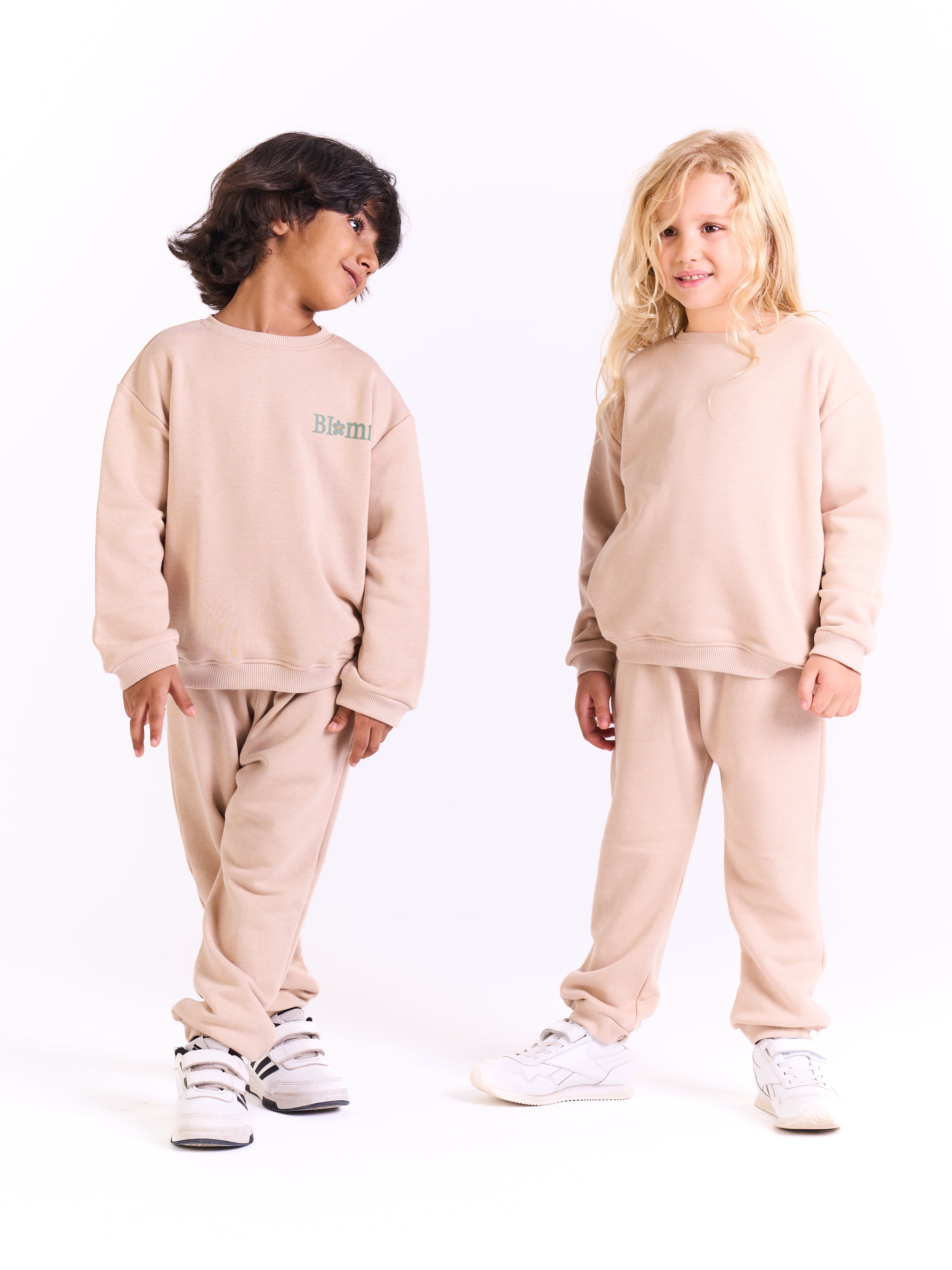 Unisex Cotton Sweatpants-Beige 
