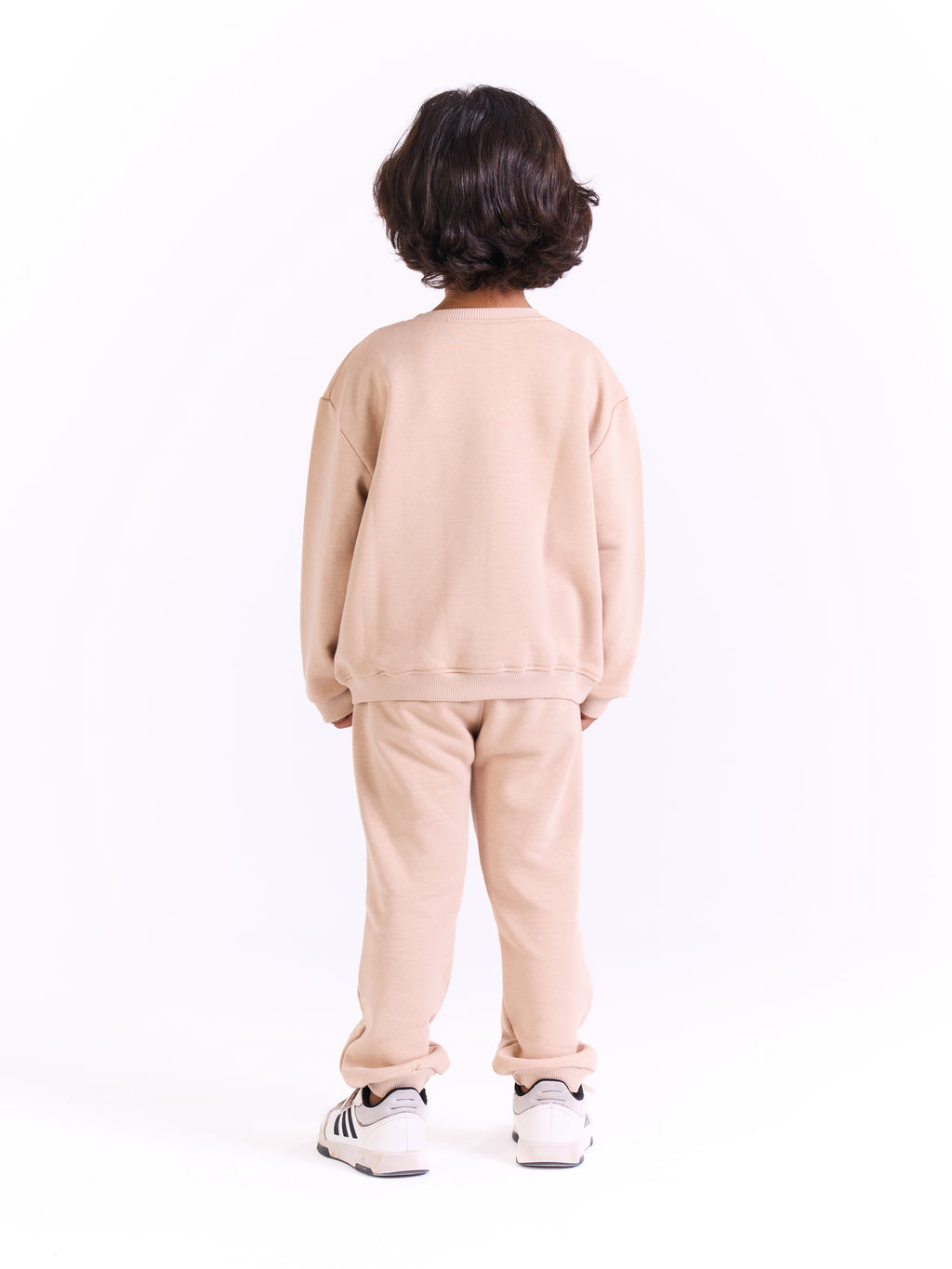Unisex-  Cotton Sweat Set-Printed logo- Beige